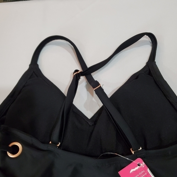 XHILARATION Black Lace Up One-piece Swimsuit XSm - Picture 7 of 10